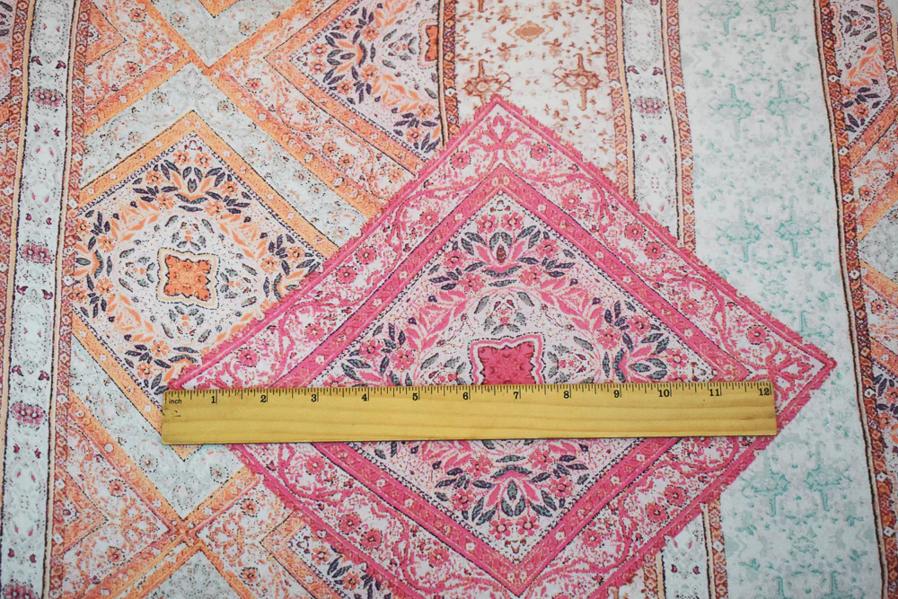 Orange-Pink-Multi Moroccan Bandana Printed Poly Chiffon Woven Fabric - Image 4