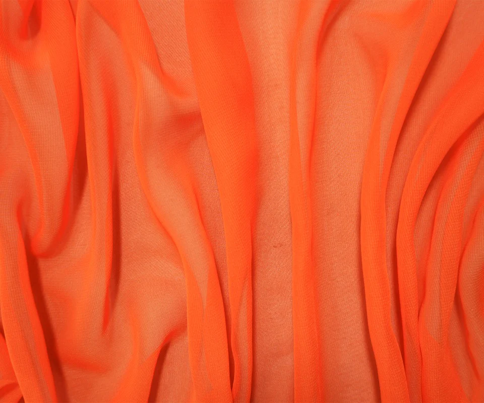 Orange Silk Solid Chiffon Woven Fabric - Image 3