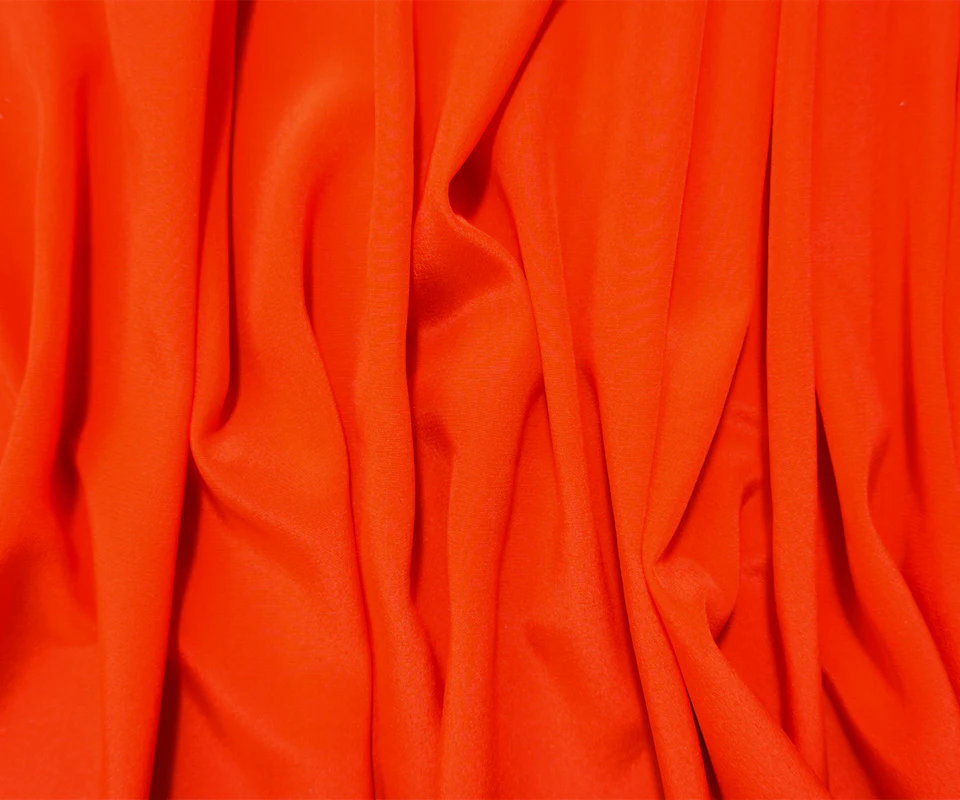 Orange Silk Solid Crepe De Chine Woven Fabric - Image 3