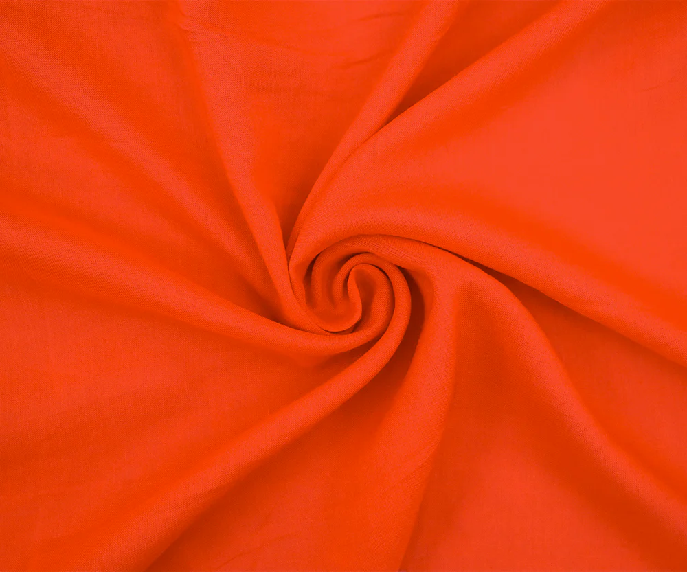 Orange Solid Challis Woven Fabric - Image 3