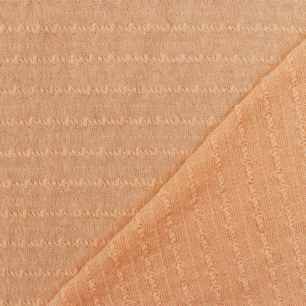 Orange Texture Stripe Stretch Jersey Knit Fabric - Image 2