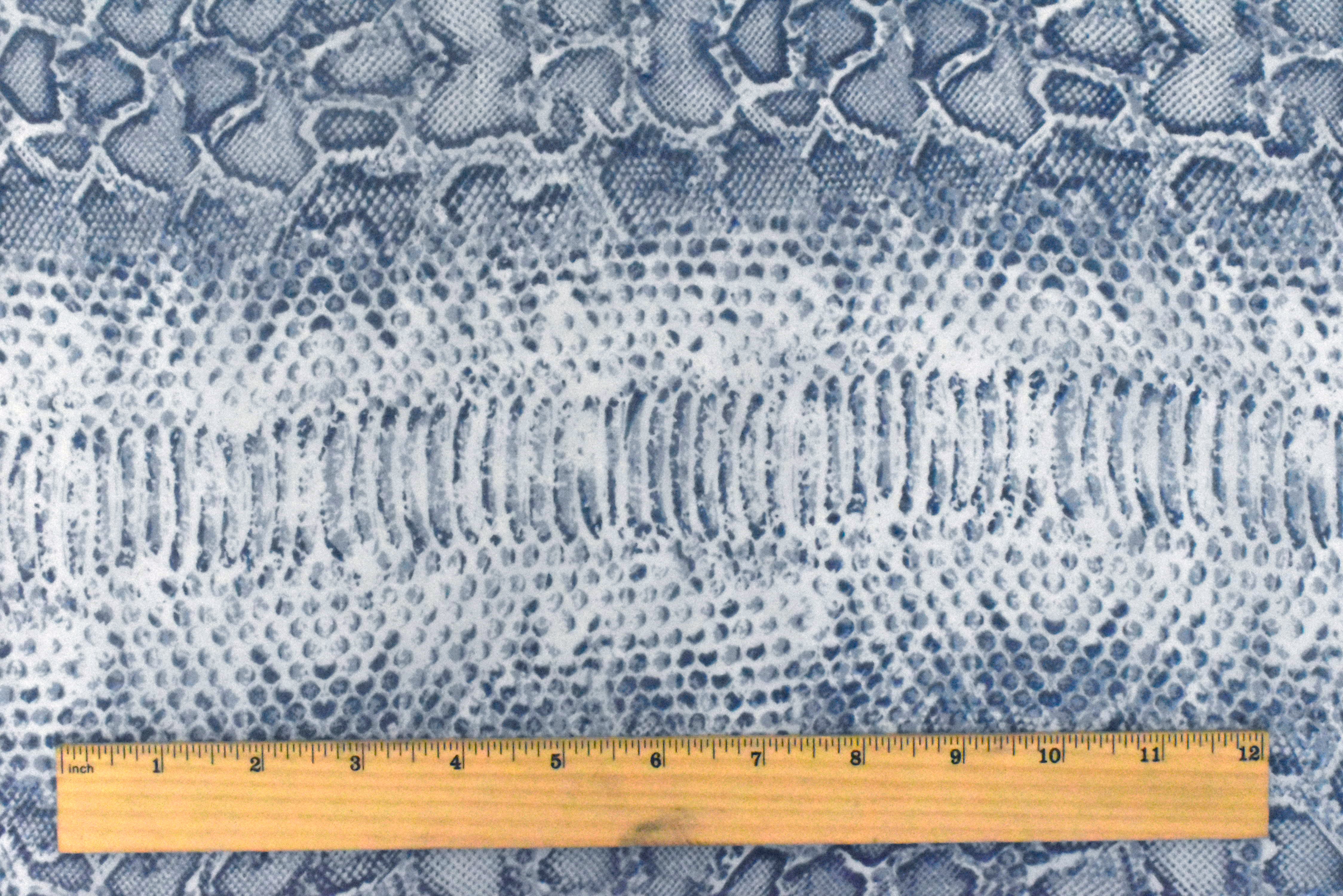 Pacific Blue-Ivory Snake Skin Printed Silk Chiffon Fabric - Image 5