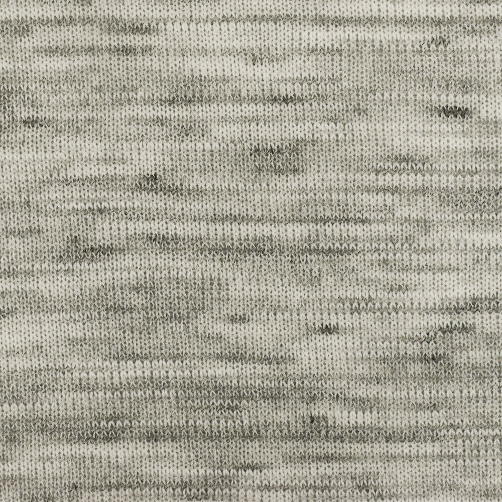 Pale Ivory-White-Black Slub Stretch Jersey Knit Fabric - Image 3