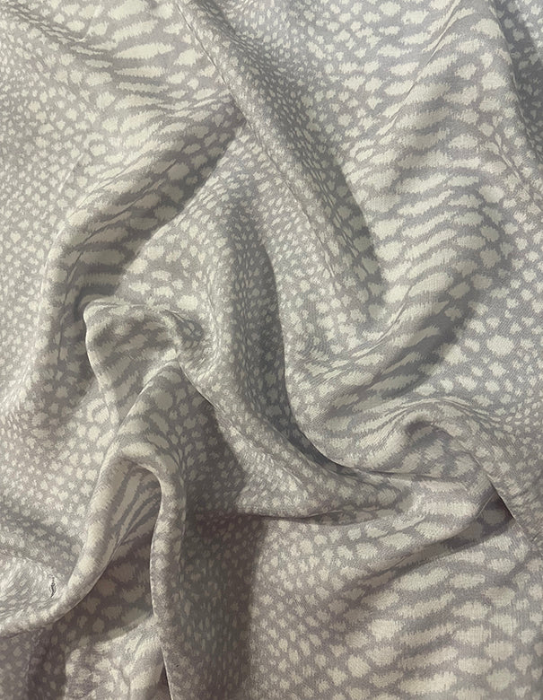 Pale Lavender and White Animal Print Batiste Fabric - Image 3