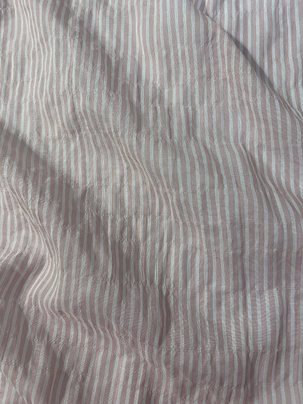 Pale Pink and White Stripe Seersucker Lawn Fabric - Image 3