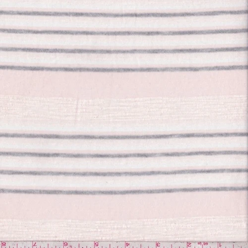 Pale Pink/Grey/White Stripe Rayon Jersey Knit Fabric