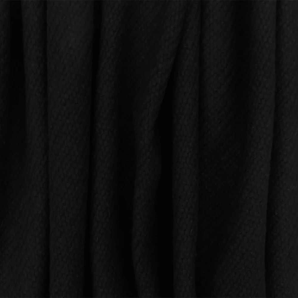 Panther Black Solid Wool-Cotton Twill Woven Coating Fabric - Image 2
