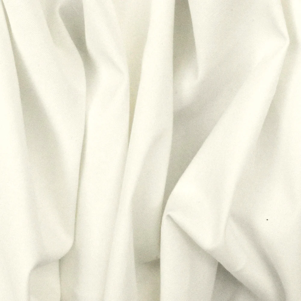 Paper Ivory Solid Stretch Cotton Twill Woven Fabric - Image 3