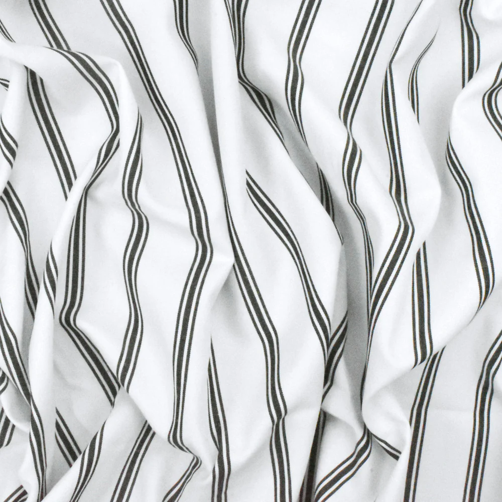 Paper White-Black Stripe Polyester Shirting Woven Fabric - Image 3