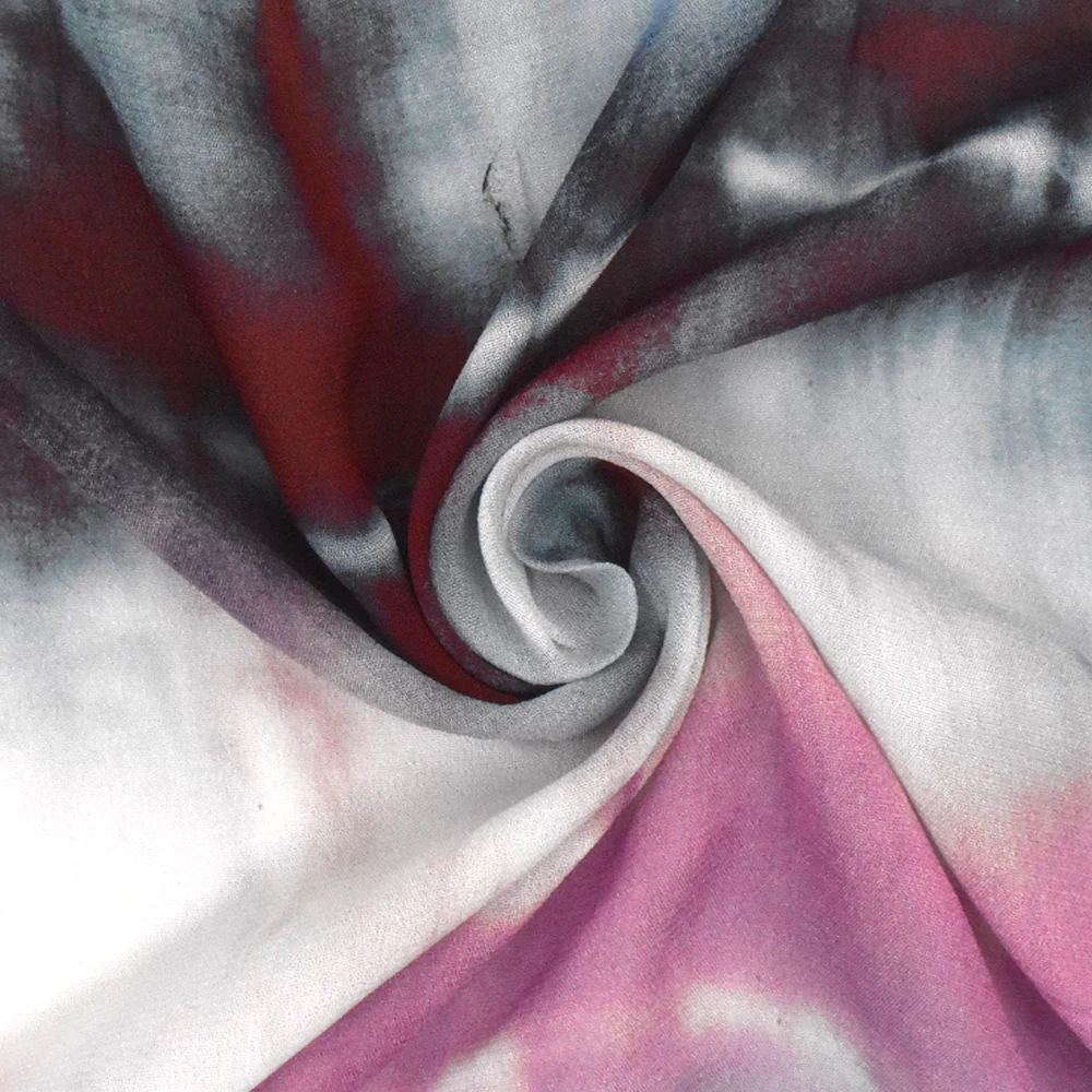 Pastel Blue-Pink-Multi Famous Designer Tie Dye Rayon Chiffon Fabric - Image 2