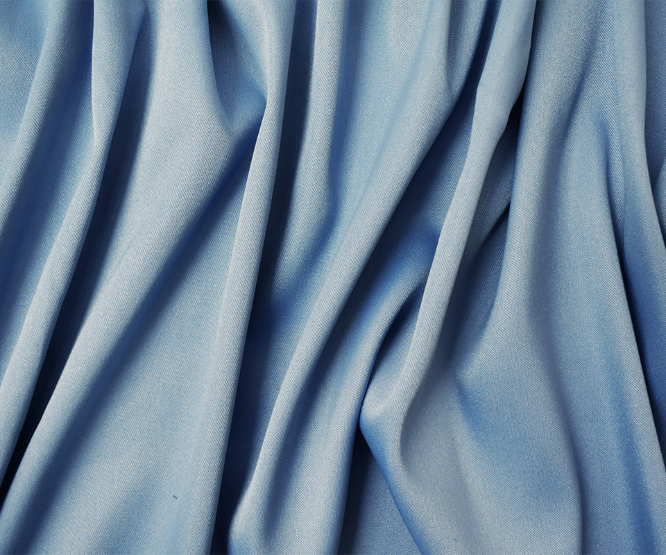 Pastel Blue Poly Spandex Stretch Solid Stretch Lamour Woven Fabric - Image 3