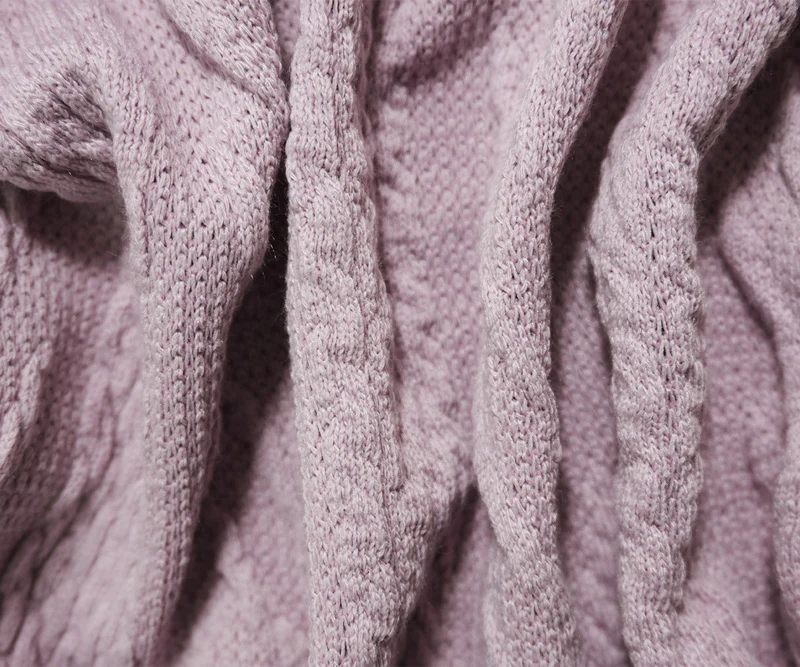 Pastel Purple Poly Cable Sweater Knit Fabric - Image 3