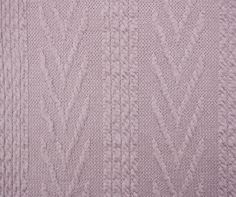 Pastel Purple Poly Cable Sweater Knit Fabric - Image 4