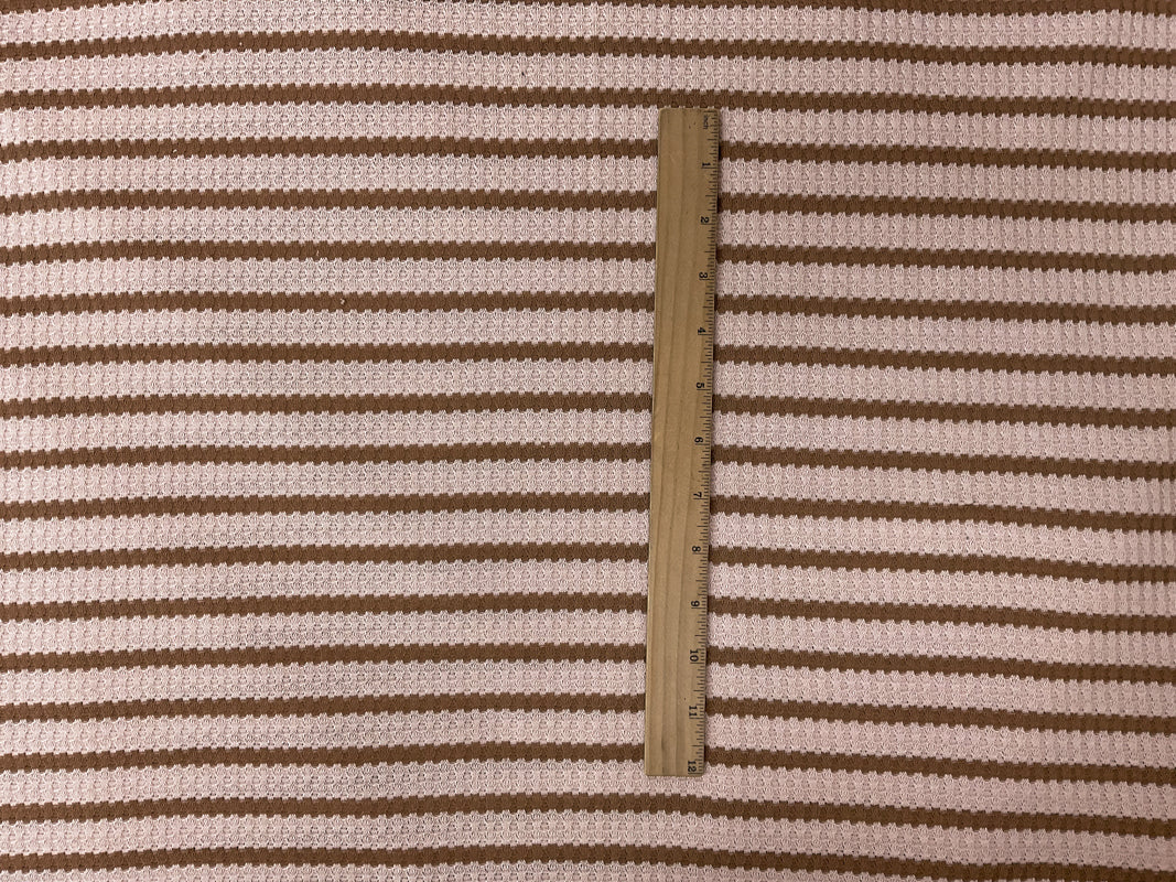 Peach-Brown Poly Rayon Spandex Stretch Fancy Rib Knit Fabric - Image 3