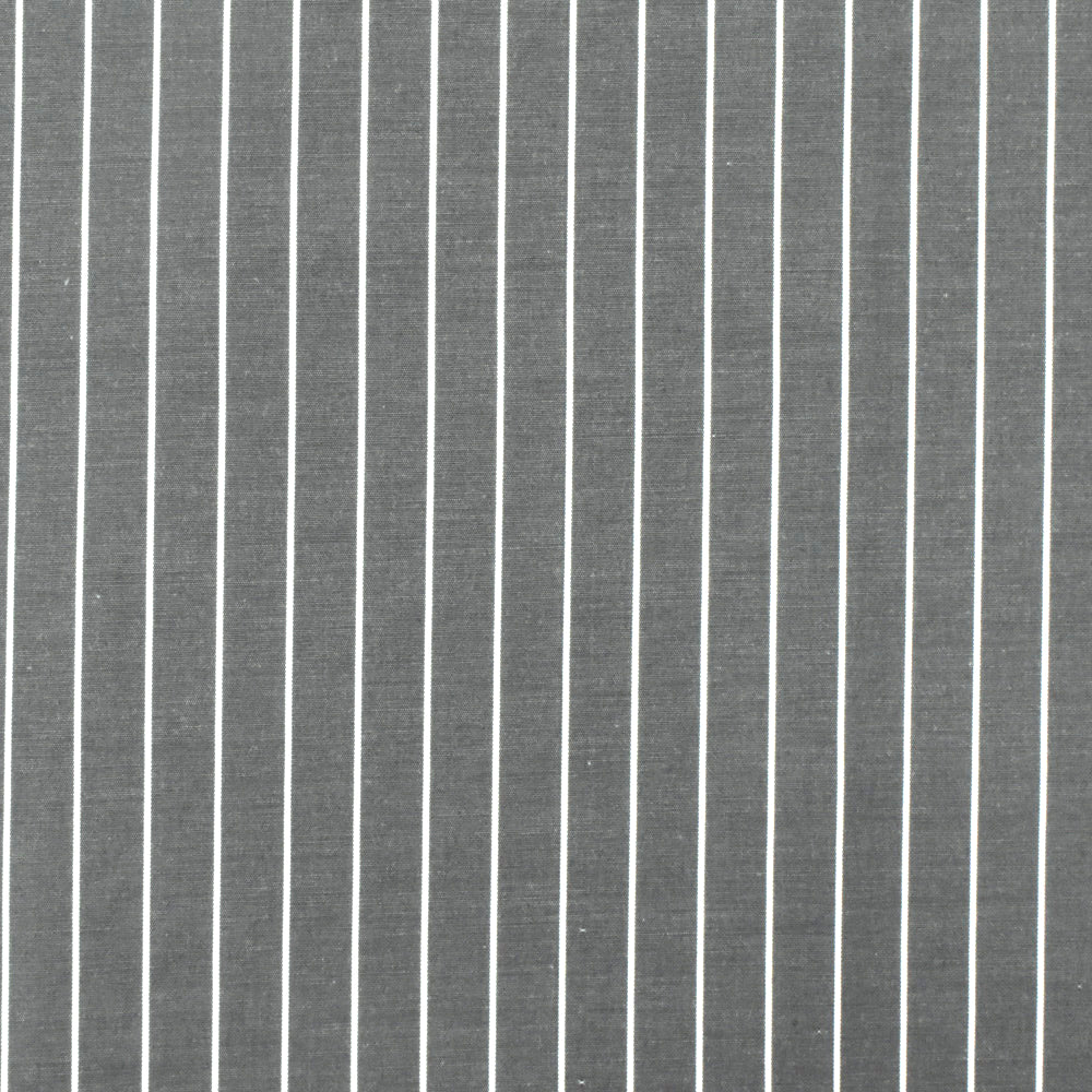 Pencil Black-White Stripe Polyester Shirting Woven Fabric
