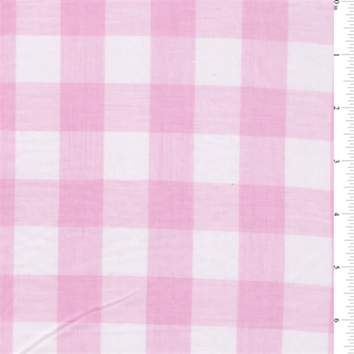 Pink 1 Inch Gingham Fabric - Reorderable