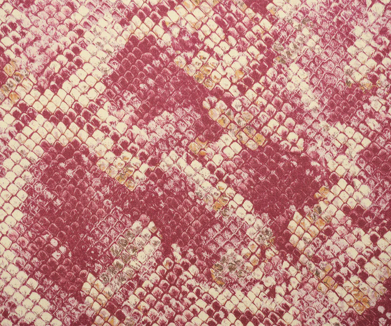 Pink-Beige-Red Rayon Reptile Printed Twill Satin Woven Fabric - Image 3
