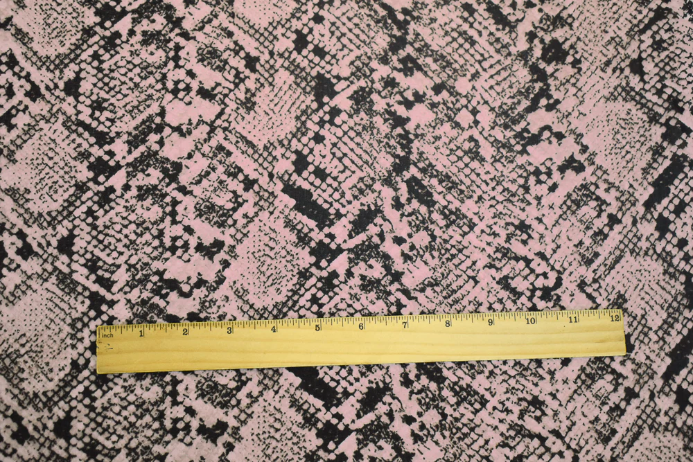 Pink-Black-Beige Snake Printed Poly Chiffon Woven Fabric - Image 4