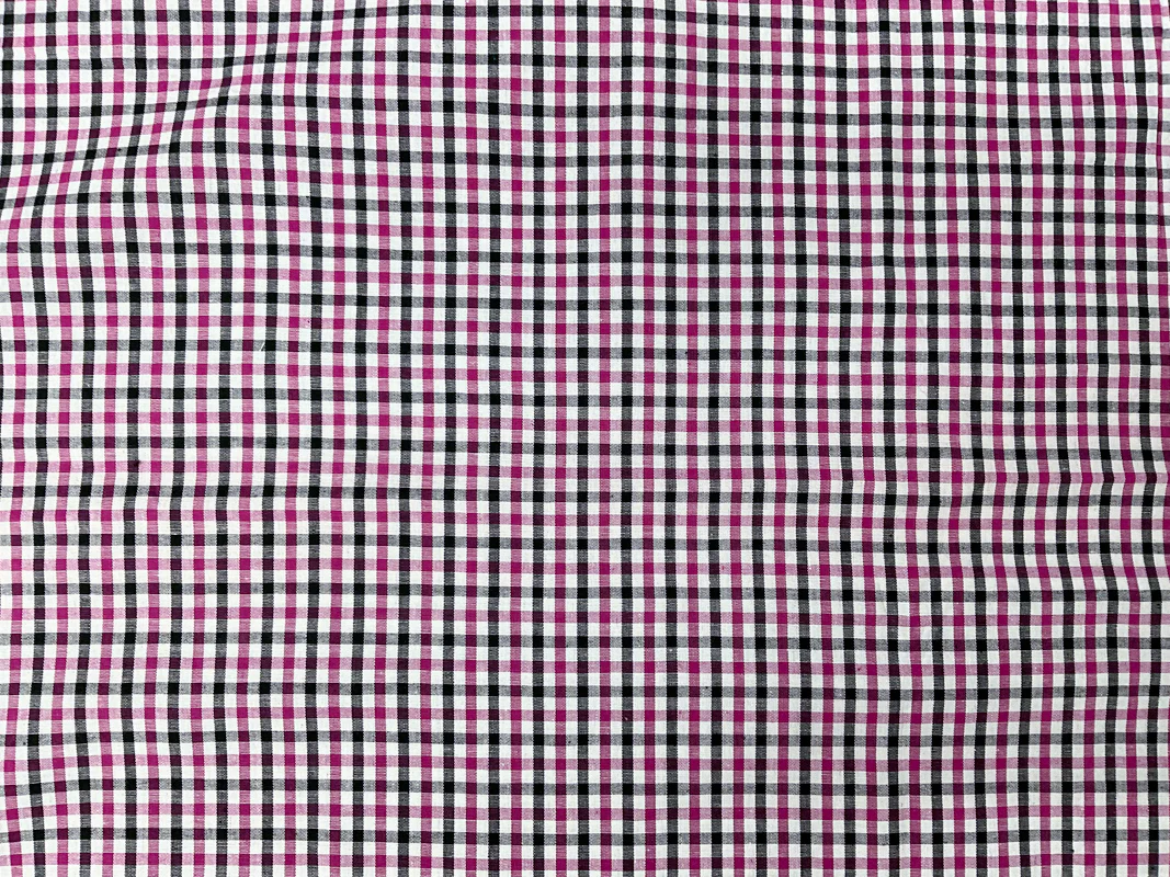 Pink-Black-Multi Cotton Spandex Check Gingham Woven Fabric - Image 3