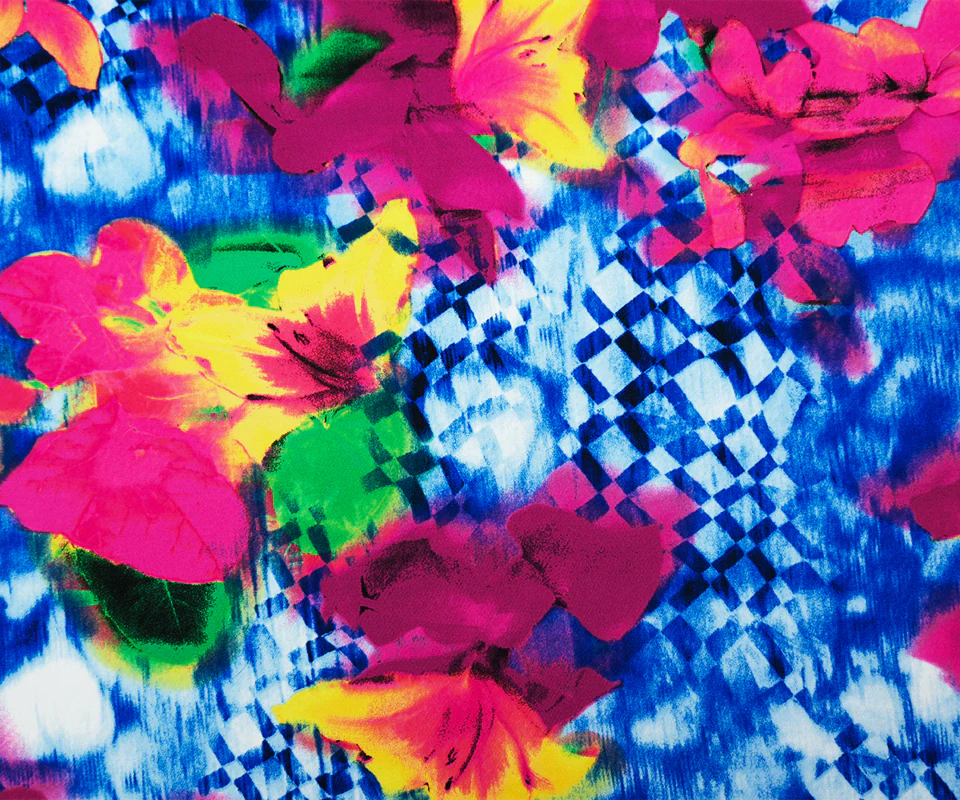 Pink-Blue-Multi Poly Stretch Floral Print ITY Jersey Knit Fabric - Image 2