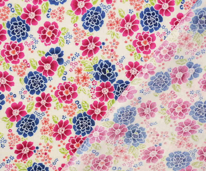Pink-Blue-Multi Rayon Floral Printed Voile Woven Fabric - Image 2