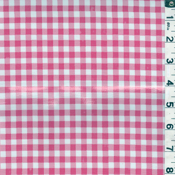 Pink Check Oilcloth Roll Fabric