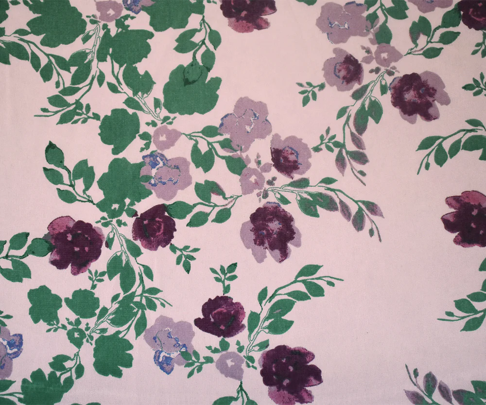 Pink-Green-Multi Floral Printed Poly Chiffon Woven Fabric - Image 3