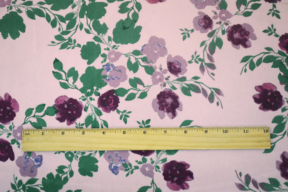 Pink-Green-Multi Floral Printed Poly Chiffon Woven Fabric - Image 4