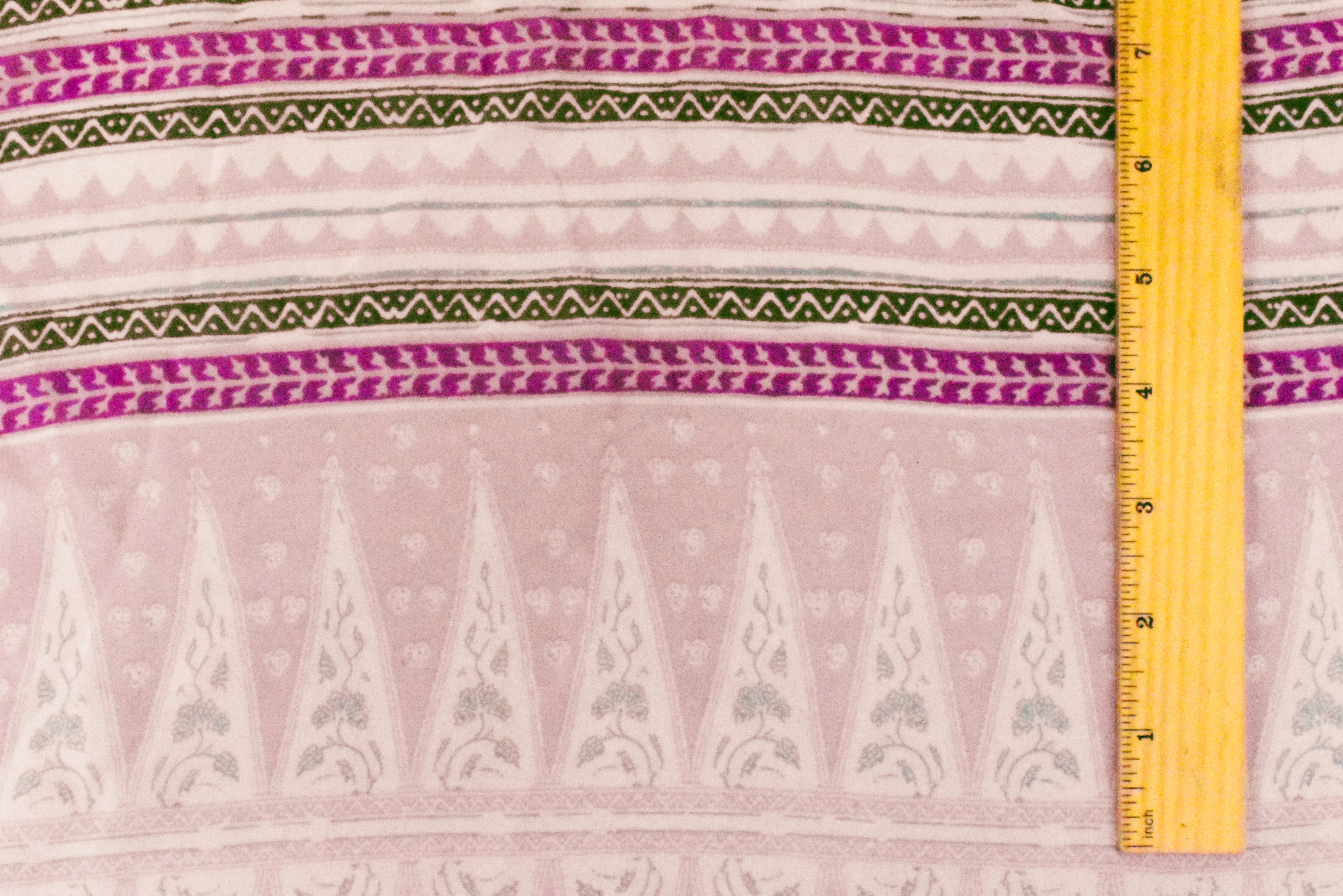 Pink-Ivory-Multi Aztec Stripe Printed Poly Chiffon Woven Fabric - Image 4