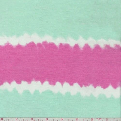 Pink/Mint/White Ribbon Stripe Jersey Knit Fabric