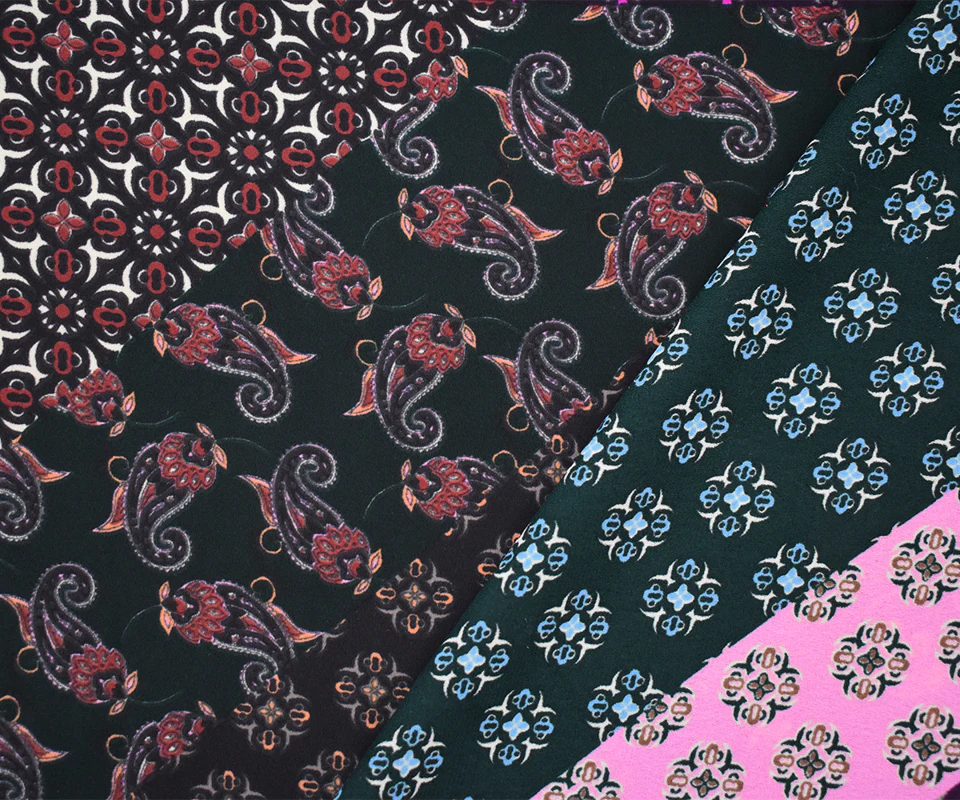 Pink-Multi Designer Pattern Diagonal Print Georgette Fabric - Image 2