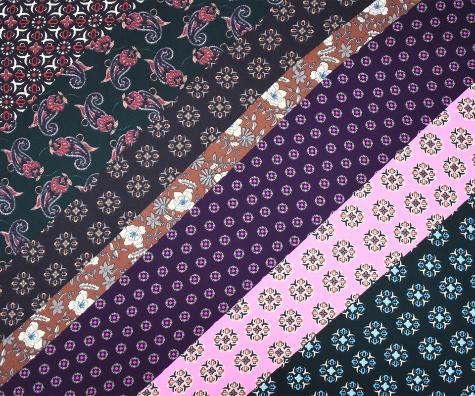 Pink-Multi Designer Pattern Diagonal Print Georgette Fabric - Image 4