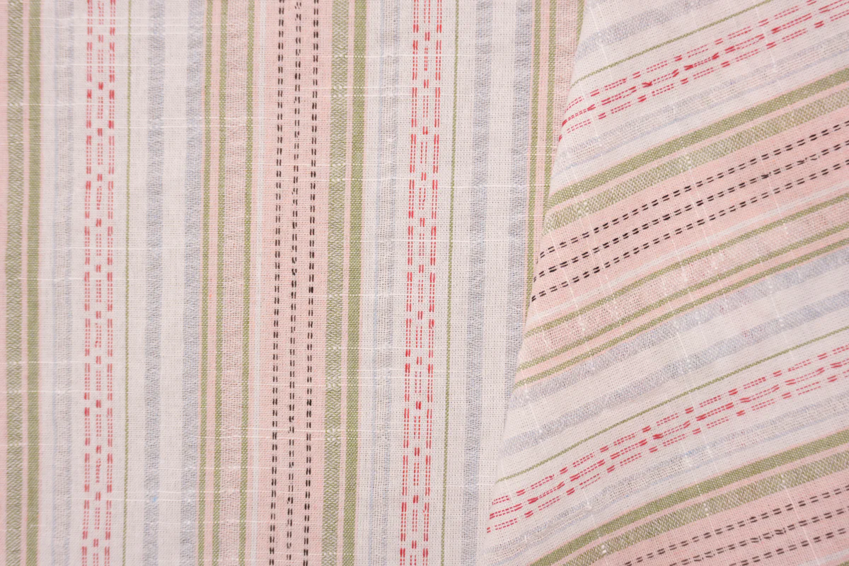 Pink-Multi Famous Maker Poly Blend Stripe Dobby Woven Fabric - Image 2