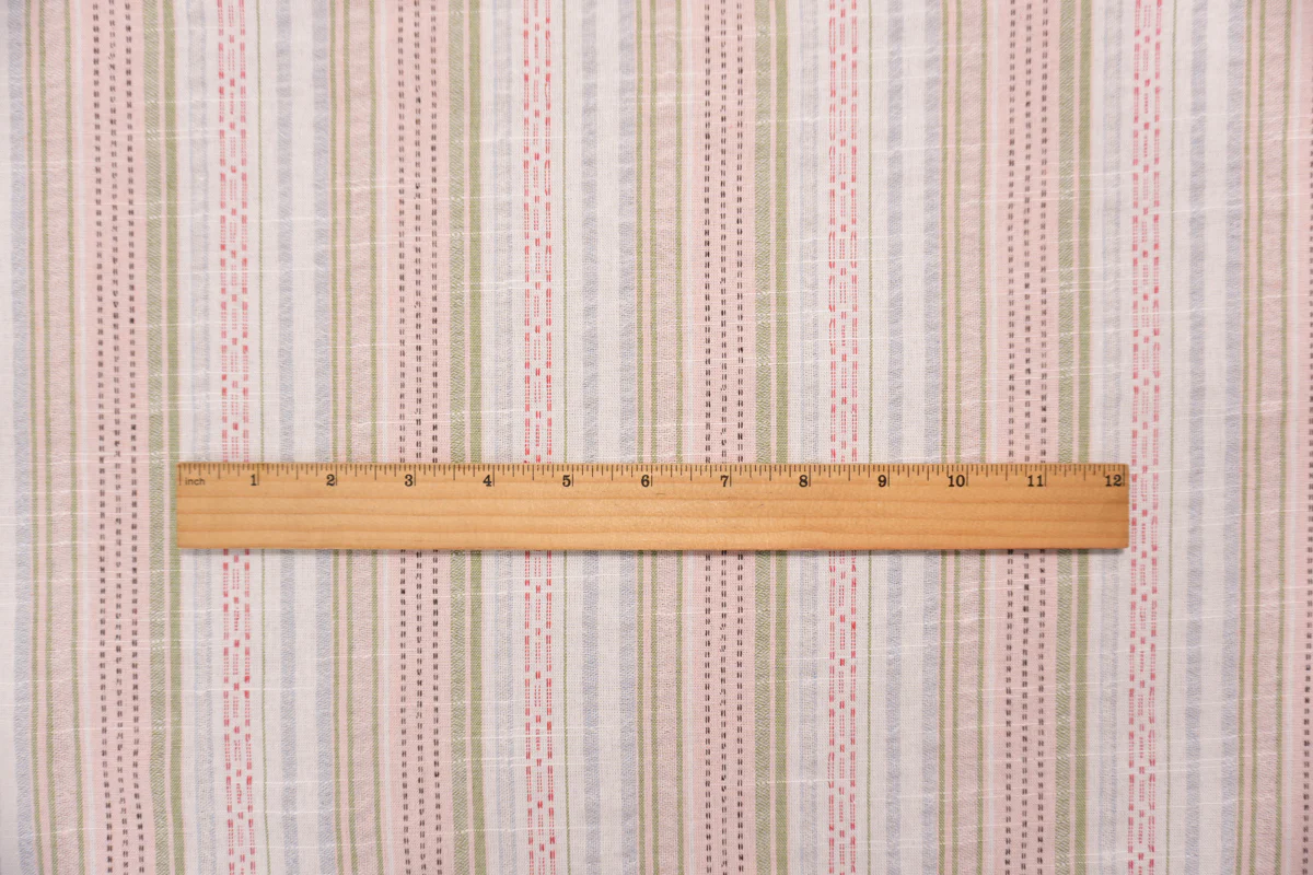 Pink-Multi Famous Maker Poly Blend Stripe Dobby Woven Fabric - Image 5
