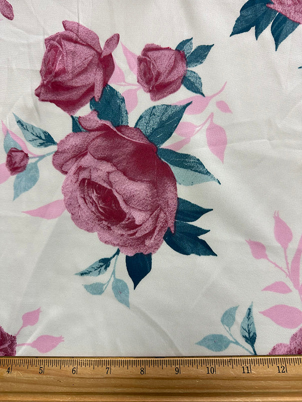Pink Multi Floral Print Scuba Knit Fabric - Image 3
