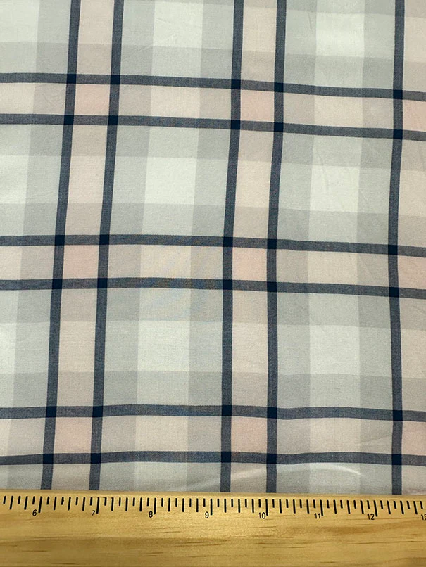Pink Multi Plaid Print Rayon Lawn Fabric - Image 3