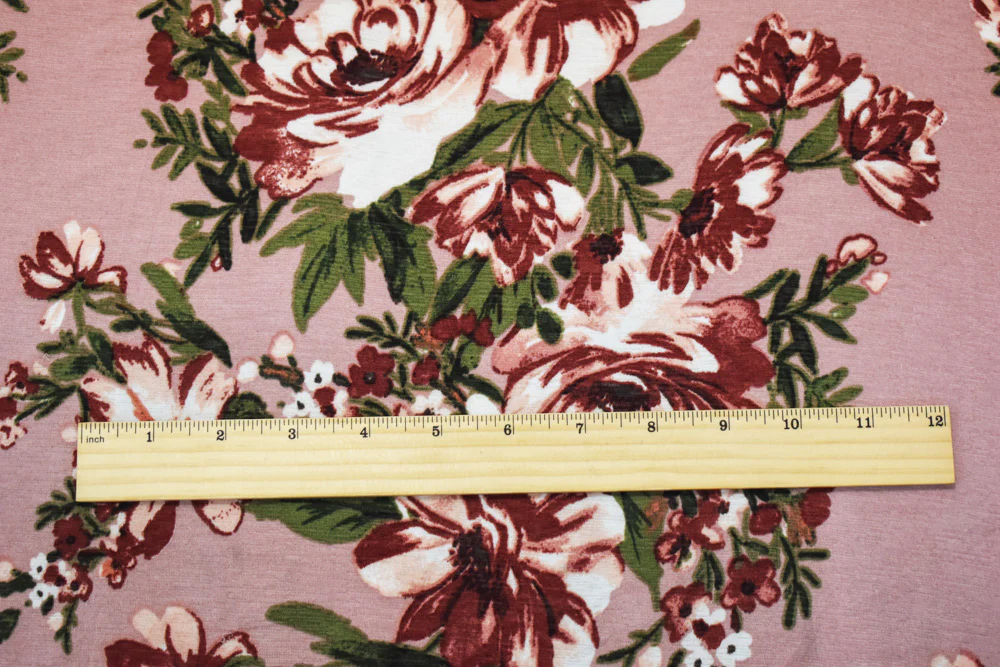Pink-Multi Poly Floral Print Stretch Spandex Onion Skin Jersey Knit Fabric - Image 2
