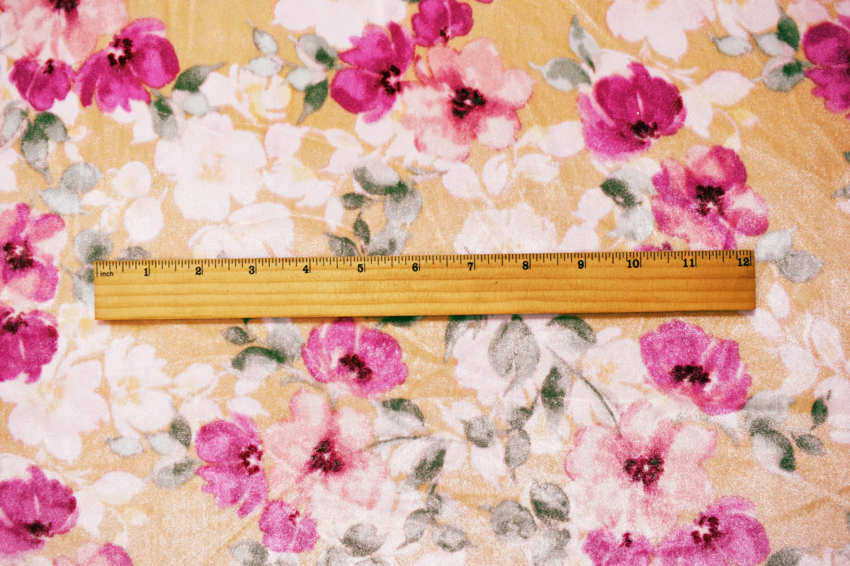 Pink-Multi Poly Stretch Spandex Floral Printed Velvet Knit Fabric - Image 4