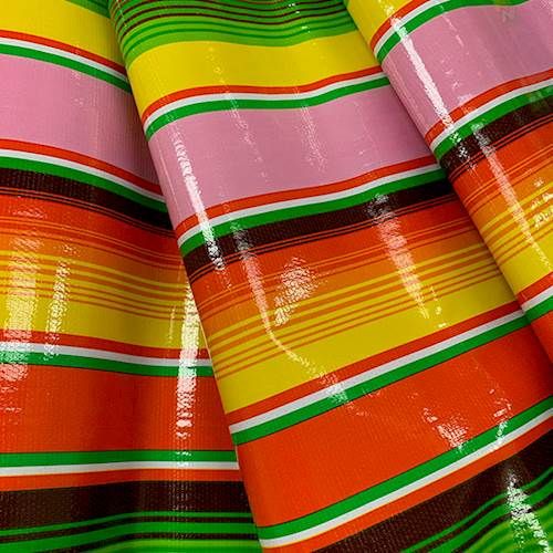 Pink Multi Stripe Oilcloth Fabric - Reorderable - Image 2