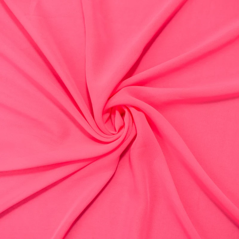 Pink Poly Solid Chiffon Woven Fabric