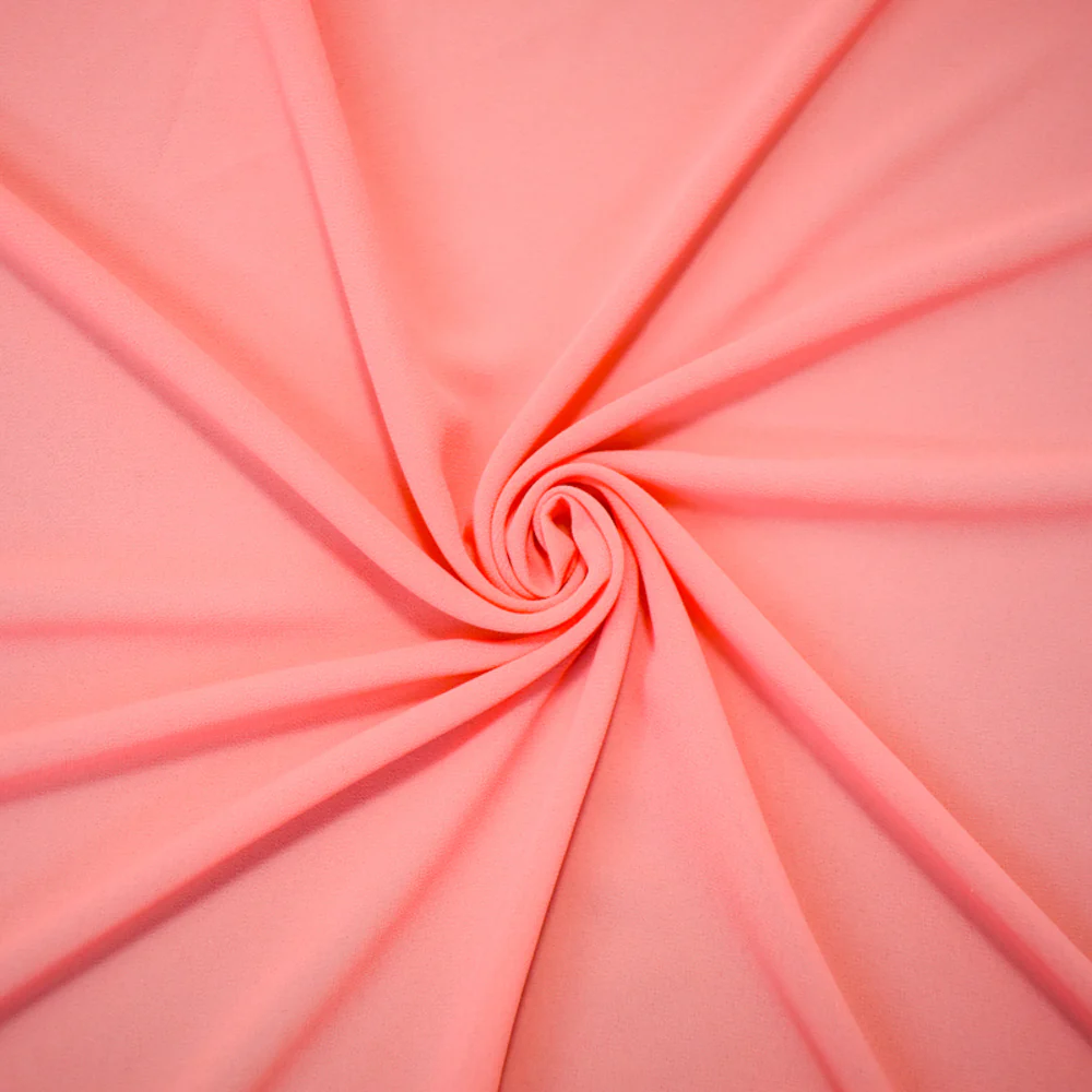 Pink Poly Solid Crepe Georgette Woven Fabric