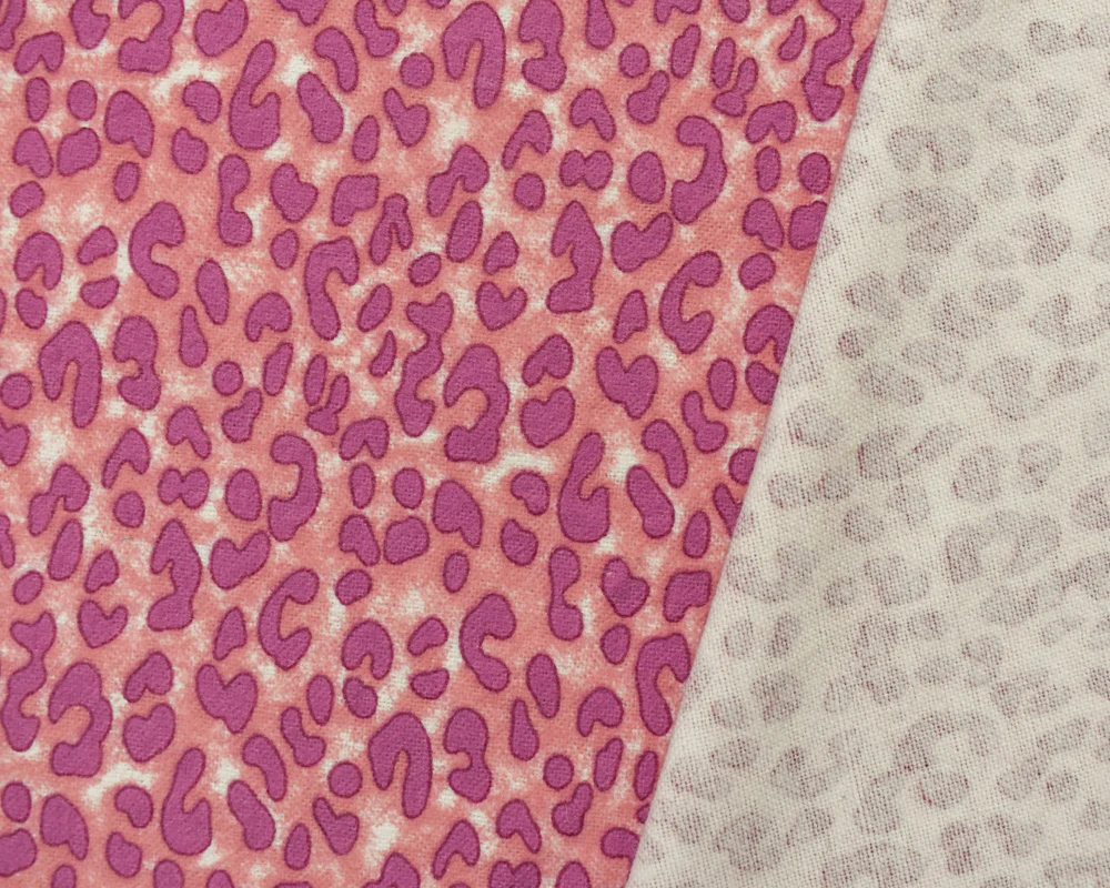 Pink-Purple-Multi Cotton Leopard Printed Flannel Woven Fabric - Image 2