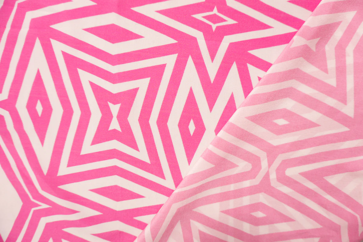 Pink Silk Abstract Geometric Printed Semi Sheer Crepe Woven Fabric - Image 2