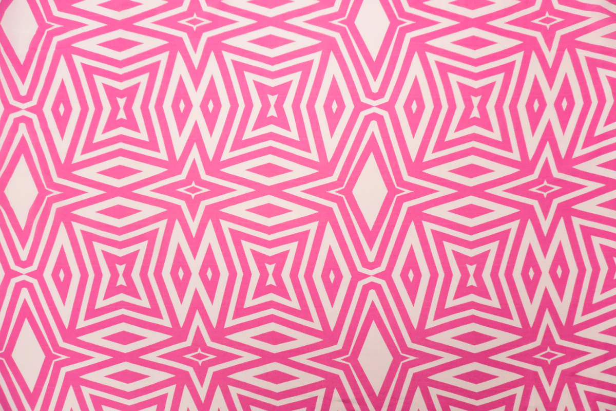 Pink Silk Abstract Geometric Printed Semi Sheer Crepe Woven Fabric - Image 4