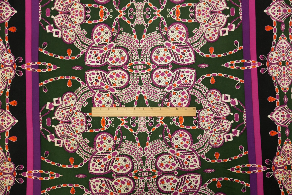 Pink Silk Border Printed Interlock Knit Fabric - Image 6