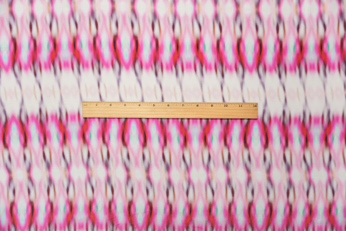 Pink Silk Tie Dye Printed Crepe De Chine Woven Fabric - Image 5