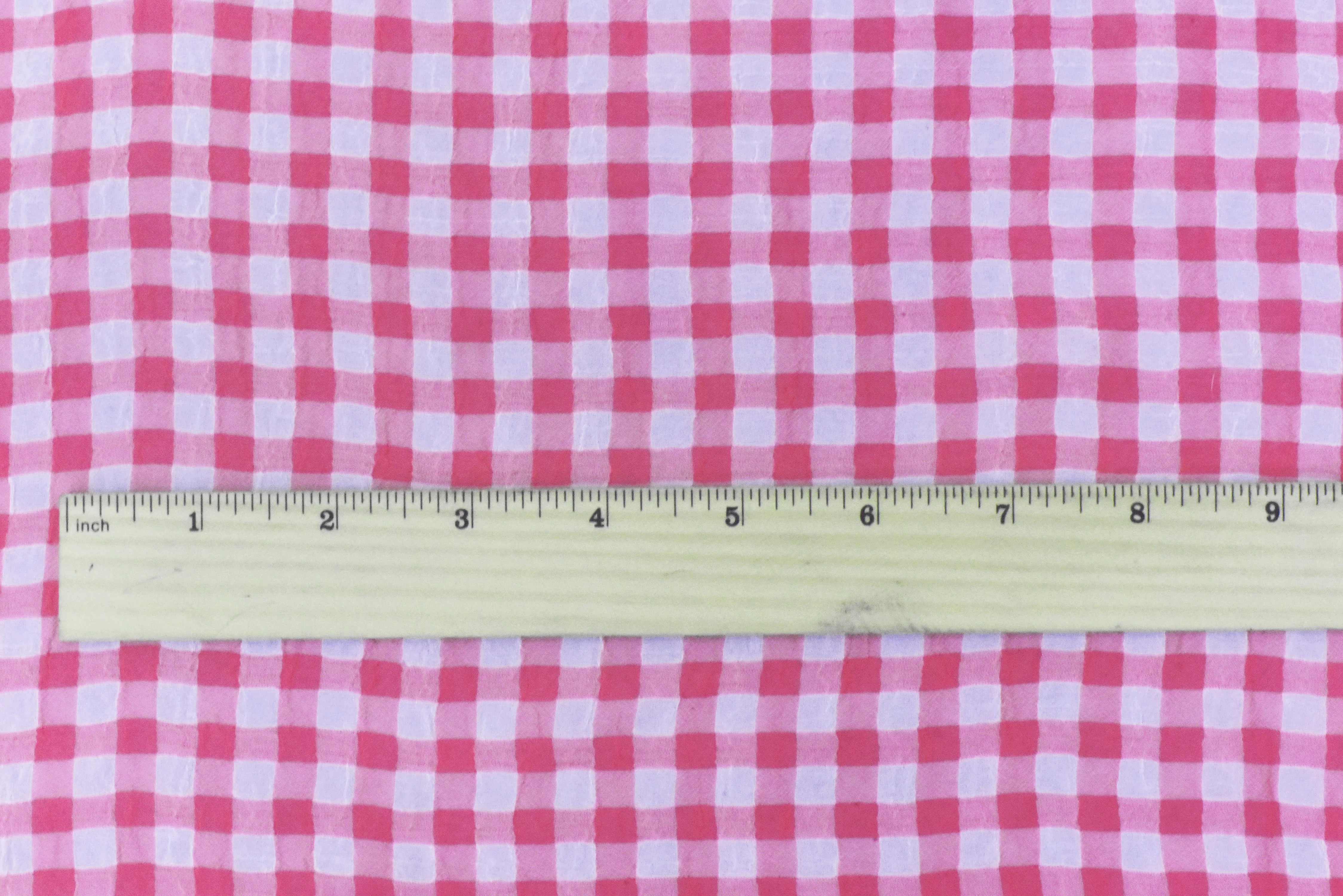 Pink-White Check Poly Crinkle Chiffon Woven Fabric - Image 4