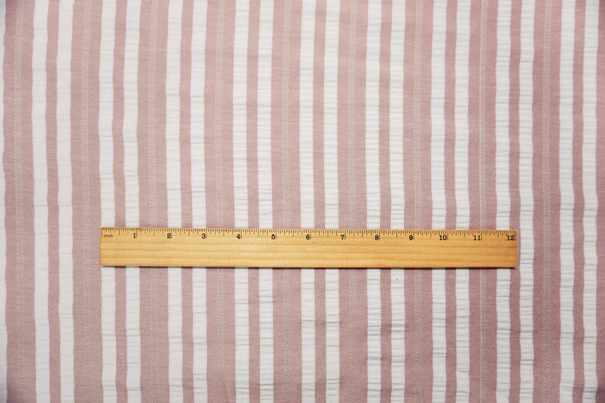 Pink-White Famous Maker Poly Crinkled Stripe Dobby Woven Fabric - Image 5