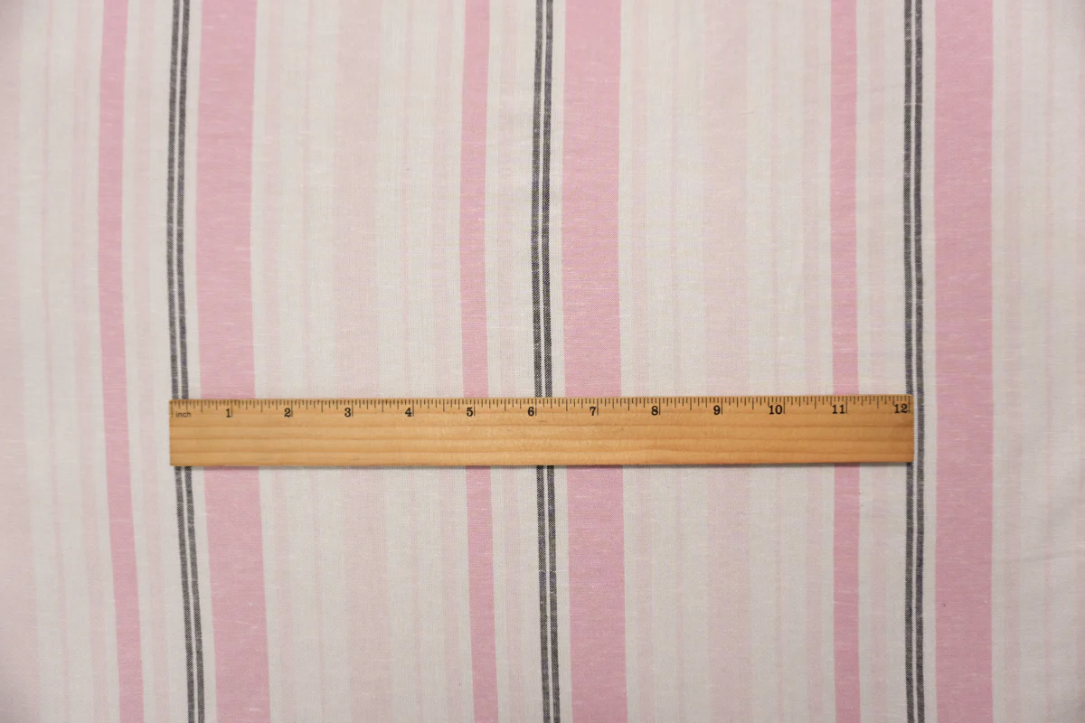 Pink-White Famous Maker Rayon-Linen Stripe Woven Fabric - Image 5