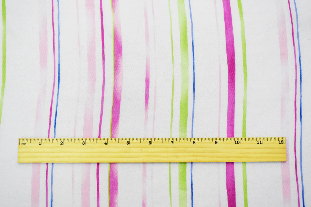 Pink-White-Multi Poly Stripe Printed Chiffon Woven Fabric - Image 2